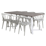 Jídelní stůl Marina - šedý "dub" / bílé nohy + jídelní židle Bobby Windsor - Grey_6