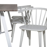 Jídelní stůl Marina - šedý "dub" / bílé nohy + jídelní židle Bobby Windsor - Grey_6