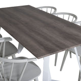 Jídelní stůl Marina - šedý "dub" / bílé nohy + jídelní židle Bobby Windsor - Grey_6