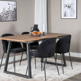 Jídelní stůl Inca - 160/200*85*H75 - Dub / Černá+Wrinkles Jídelní židle - Černé nohy - Black Velvet_4