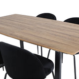 Jídelní stůl Inca - 160/200*85*H75 - Dub / Černá+Wrinkles Jídelní židle - Černé nohy - Black Velvet_4