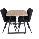 Jídelní stůl Inca - 160/200*85*H75 - Dub / Černá+Gemma Jídelní židle - Černé nohy - Černá látka_4