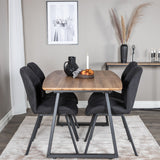 Jídelní stůl Inca - 160/200*85*H75 - Dub / Černá+Gemma Jídelní židle - Černé nohy - Černá látka_4