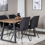 Jídelní stůl Inca - 160/200*85*H75 - Dub / Černá+Gemma Jídelní židle - Černé nohy - Černá látka_4