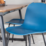 Jídelní stůl Inca - 160/200*85*H75 - Dub / Černá+Arktická jídelní židle - Černé nohy - Modrý Plast_4