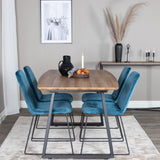 Jídelní stůl Inca - 160/200*85*H75 - Dub / Černá + Muce Jídelní židle - Černé nohy - Modrá Velvet_4