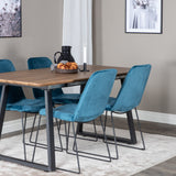 Jídelní stůl Inca - 160/200*85*H75 - Dub / Černá + Muce Jídelní židle - Černé nohy - Modrá Velvet_4