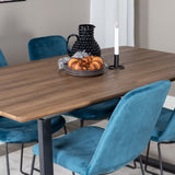 Jídelní stůl Inca - 160/200*85*H75 - Dub / Černá + Muce Jídelní židle - Černé nohy - Modrá Velvet_4