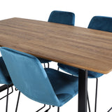 Jídelní stůl Inca - 160/200*85*H75 - Dub / Černá + Muce Jídelní židle - Černé nohy - Modrá Velvet_4