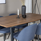 Jídelní stůl Inca - 160/200*85*H75 - Dub / Černá + Sametová jídelní židle - Černé nohy - Modrá látka_4