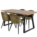 Jídelní stůl Inca - 160/200*85*H75 - Dub / Black+Velvet Jídelní křeslo - Černé nohy - Dusty Green Velvet_4