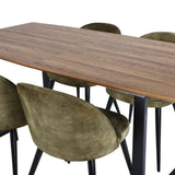 Jídelní stůl Inca - 160/200*85*H75 - Dub / Black+Velvet Jídelní křeslo - Černé nohy - Dusty Green Velvet_4