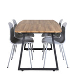 Jídelní stůl Inca - 160/200*85*H75 - Dub / Černá+Arktická jídelní židle - Šedé nohy - Šedý plast_4