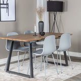 Jídelní stůl Inca - 160/200*85*H75 - Dub / Černá+Arktická jídelní židle - Šedé nohy - Šedý plast_4