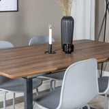 Jídelní stůl Inca - 160/200*85*H75 - Dub / Černá+Arktická jídelní židle - Šedé nohy - Šedý plast_4