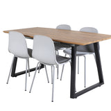 Jídelní stůl Inca - 160/200*85*H75 - Dub / Černá+Arktická jídelní židle - Šedé nohy - Šedý plast_4