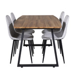 Jídelní stůl Inca - 160/200*85*H75 - Dub / Černá+Polar Diamond Jídelní židle - Černé nohy - Šedá látka_4