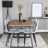 Jídelní stůl Inca - 160/200*85*H75 - Dub / Černá+Polar Diamond Jídelní židle - Černé nohy - Šedá látka_4