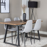 Jídelní stůl Inca - 160/200*85*H75 - Dub / Černá+Polar Diamond Jídelní židle - Černé nohy - Šedá látka_4