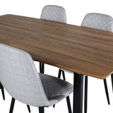 Jídelní stůl Inca - 160/200*85*H75 - Dub / Černá+Polar Diamond Jídelní židle - Černé nohy - Šedá látka_4