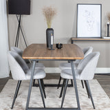 Jídelní stůl Inca - 160/200*85*H75 - Dub / Černá+Velvet jídelní křeslo - Černé nohy - Světle šedáTkanina_4