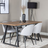 Jídelní stůl Inca - 160/200*85*H75 - Dub / Černá+Velvet jídelní křeslo - Černé nohy - Světle šedáTkanina_4