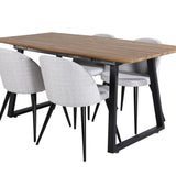 Jídelní stůl Inca - 160/200*85*H75 - Dub / Černá+Velvet jídelní křeslo - Černé nohy - Světle šedáTkanina_4