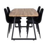 Jídelní stůl Inca - 160/200*85*H75 - Dub / Černá+Polar Diamond Jídelní židle - Černé nohy - Black Velvet_4