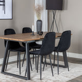 Jídelní stůl Inca - 160/200*85*H75 - Dub / Černá+Polar Diamond Jídelní židle - Černé nohy - Black Velvet_4