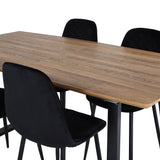 Jídelní stůl Inca - 160/200*85*H75 - Dub / Černá+Polar Diamond Jídelní židle - Černé nohy - Black Velvet_4