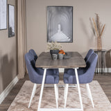 Inca Extentiontable - šedý "dub" / bílá Nohy+Plaza Jídelní židle - Bílé Nohy - Modrá Fabric_4