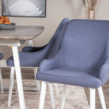 Inca Extentiontable - šedý "dub" / bílá Nohy+Plaza Jídelní židle - Bílé Nohy - Modrá Fabric_4