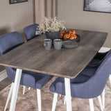 Inca Extentiontable - šedý "dub" / bílá Nohy+Plaza Jídelní židle - Bílé Nohy - Modrá Fabric_4
