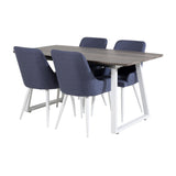 Inca Extentiontable - šedý "dub" / bílá Nohy+Plaza Jídelní židle - Bílé Nohy - Modrá Fabric_4