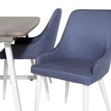 Inca Extentiontable - šedý "dub" / bílá Nohy+Plaza Jídelní židle - Bílé Nohy - Modrá Fabric_4