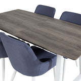 Inca Extentiontable - šedý "dub" / bílá Nohy+Plaza Jídelní židle - Bílé Nohy - Modrá Fabric_4