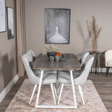 Inca Extentiontable - šedý "dub" / bílá Nohy+Velvet Deluxe Jídelní židle - Bílé nohy - Světle šedá Fabric_4