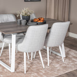 Inca Extentiontable - šedý "dub" / bílá Nohy+Velvet Deluxe Jídelní židle - Bílé nohy - Světle šedá Fabric_4