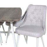 Inca Extentiontable - šedý "dub" / bílá Nohy+Velvet Deluxe Jídelní židle - Bílé nohy - Světle šedá Fabric_4