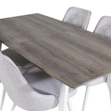 Inca Extentiontable - šedý "dub" / bílá Nohy+Velvet Deluxe Jídelní židle - Bílé nohy - Světle šedá Fabric_4