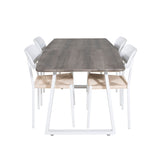 Inca Extentiontable - šedý "dub" / bílá Nohy + Jídelní židle Polly - bílá / Nature _4