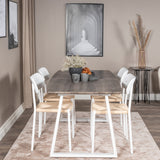 Inca Extentiontable - šedý "dub" / bílá Nohy + Jídelní židle Polly - bílá / Nature _4