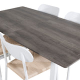 Inca Extentiontable - šedý "dub" / bílá Nohy + Jídelní židle Polly - bílá / Nature _4