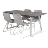 Inca Extentiontable - šedý "dub" / bílá Nohy+Cirebon Jídelní židle - White Wash_4