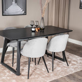 Rozšiřitelný Inca - černý top / černé nohy + sametová jídelní židle - světle šedá / černá_4