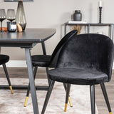 Rozšiřitelný Inca - černý vrch / černé nohy + sametová jídelní židle mosaz - černá / černá_4