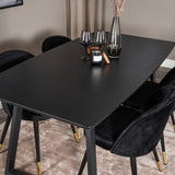 Rozšiřitelný Inca - černý vrch / černé nohy + sametová jídelní židle mosaz - černá / černá_4