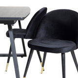 Rozšiřitelný Inca - černý vrch / černé nohy + sametová jídelní židle mosaz - černá / černá_4