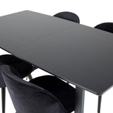 Rozšiřitelný Inca - černý vrch / černé nohy + sametová jídelní židle mosaz - černá / černá_4