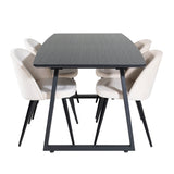 Rozšiřitelný Inca - černý top / černé nohy + sametová jídelní židle - béžová / černá_4